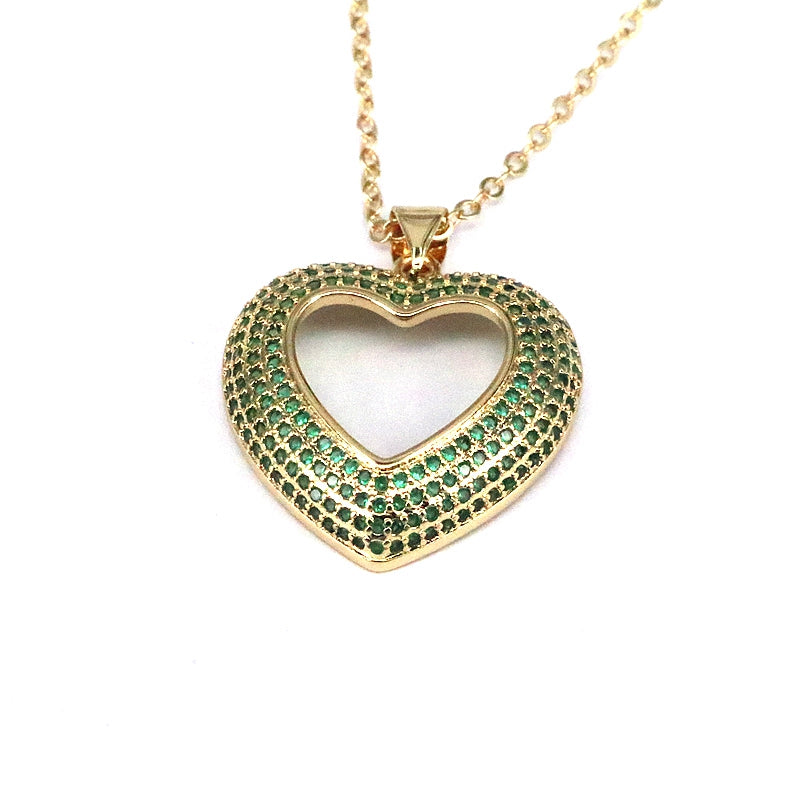 Hip-hop Streetwear Heart Shape Copper Plating Inlay Zircon Pendant Necklace