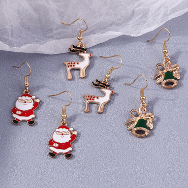 3 Pieces Set Simple Style Santa Claus Enamel Alloy Drop Earrings