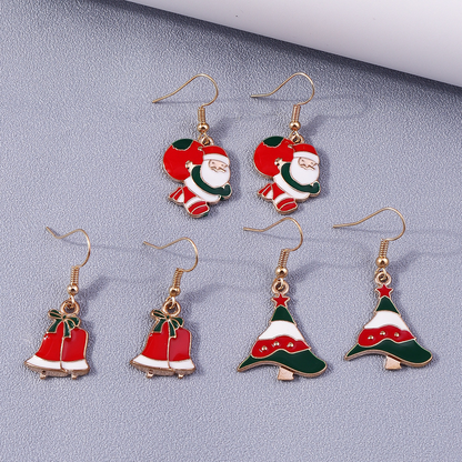 3 Pieces Set Simple Style Santa Claus Enamel Alloy Drop Earrings