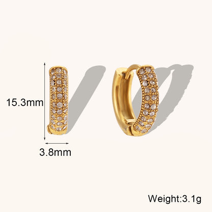 1 Pair Lady Geometric Plating Inlay Stainless Steel Zircon 18k Gold Plated Earrings Ear Studs