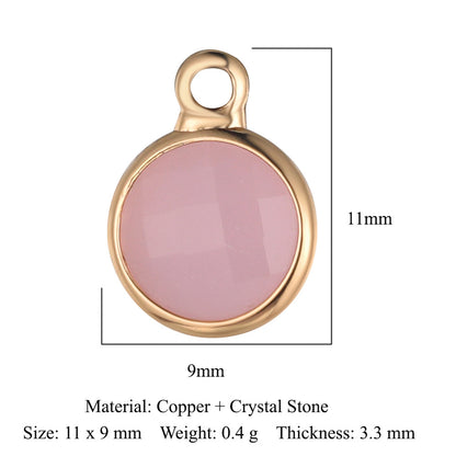 Classic Style Round Heart Shape Copper Inlay Crystal Glass Charms