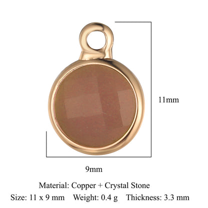 Classic Style Round Heart Shape Copper Inlay Crystal Glass Charms