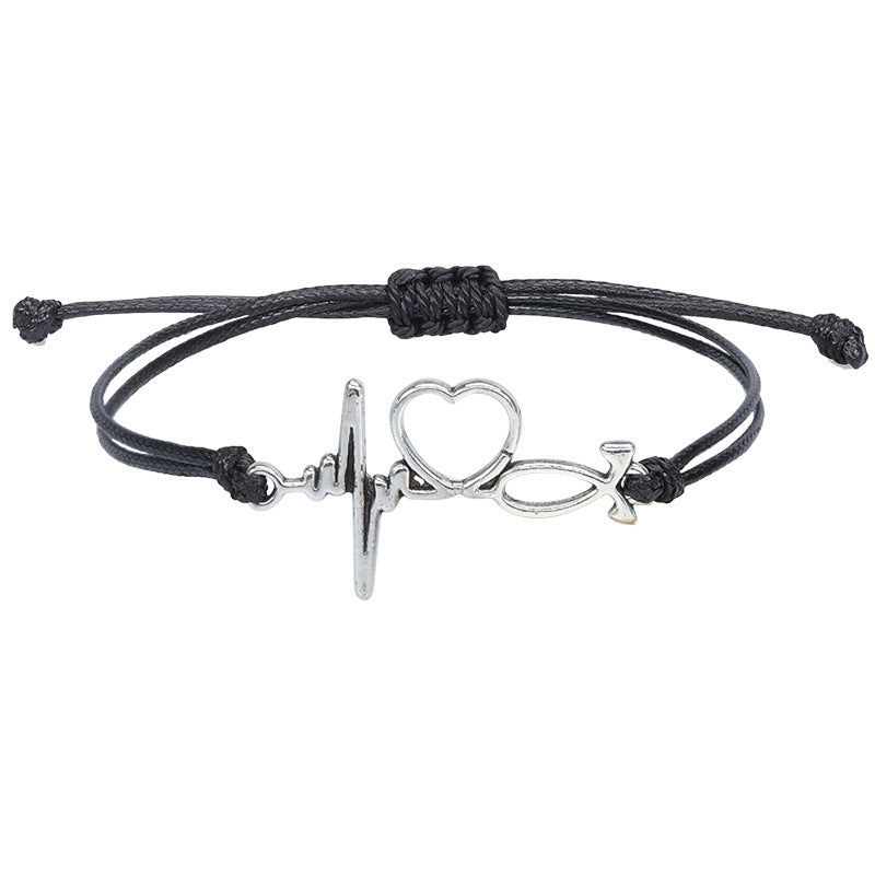 Simple Style Heart Shape Rhombus Alloy Unisex Bracelets