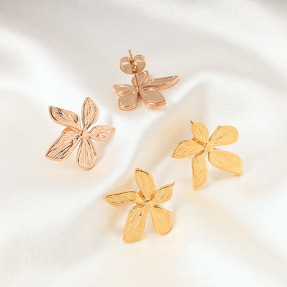 1 Pair Simple Style Flower Stainless Steel 18k Gold Plated Rose Gold Plated Ear Studs