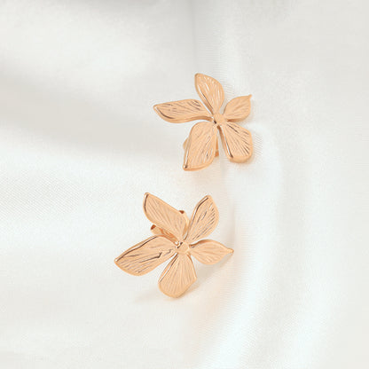 1 Pair Simple Style Flower Stainless Steel 18k Gold Plated Rose Gold Plated Ear Studs