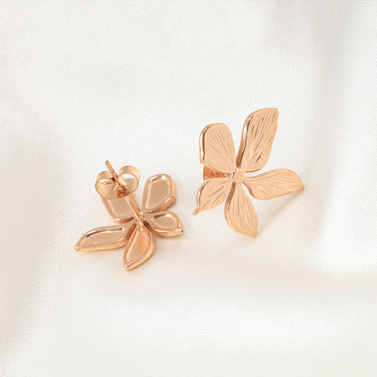 1 Pair Simple Style Flower Stainless Steel 18k Gold Plated Rose Gold Plated Ear Studs