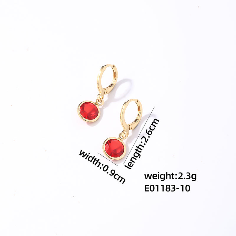 1 Pair Casual Sweet Simple Style Round Plating Inlay Copper Zircon Gold Plated Drop Earrings