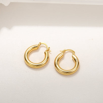 1 Pair Simple Style C Shape Plating Inlay Copper Zircon Hoop Earrings Ear Studs