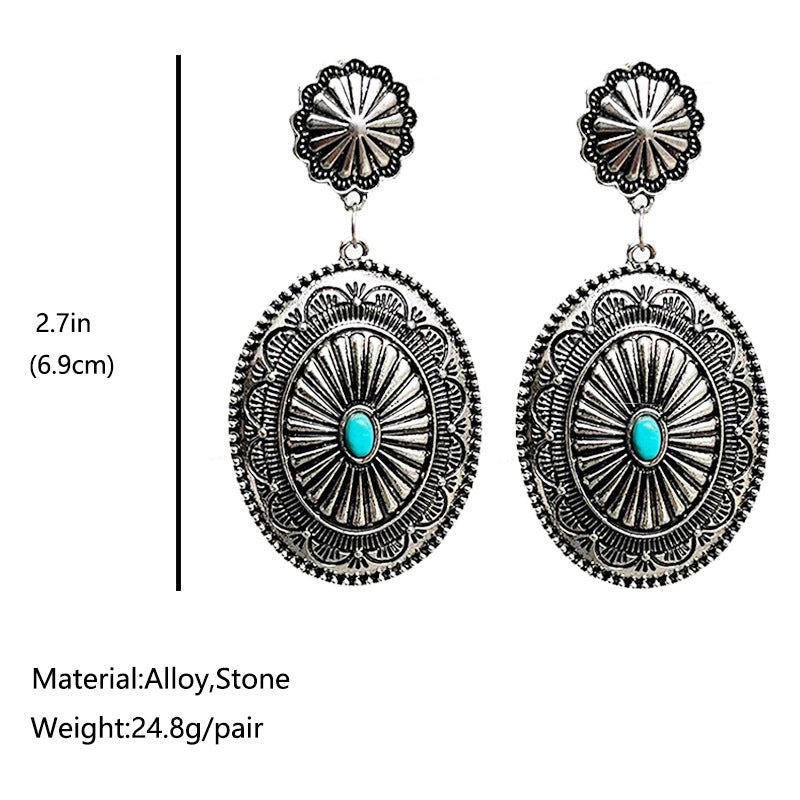 1 Pair Retro Flower Plating Metal Gold Plated Drop Earrings