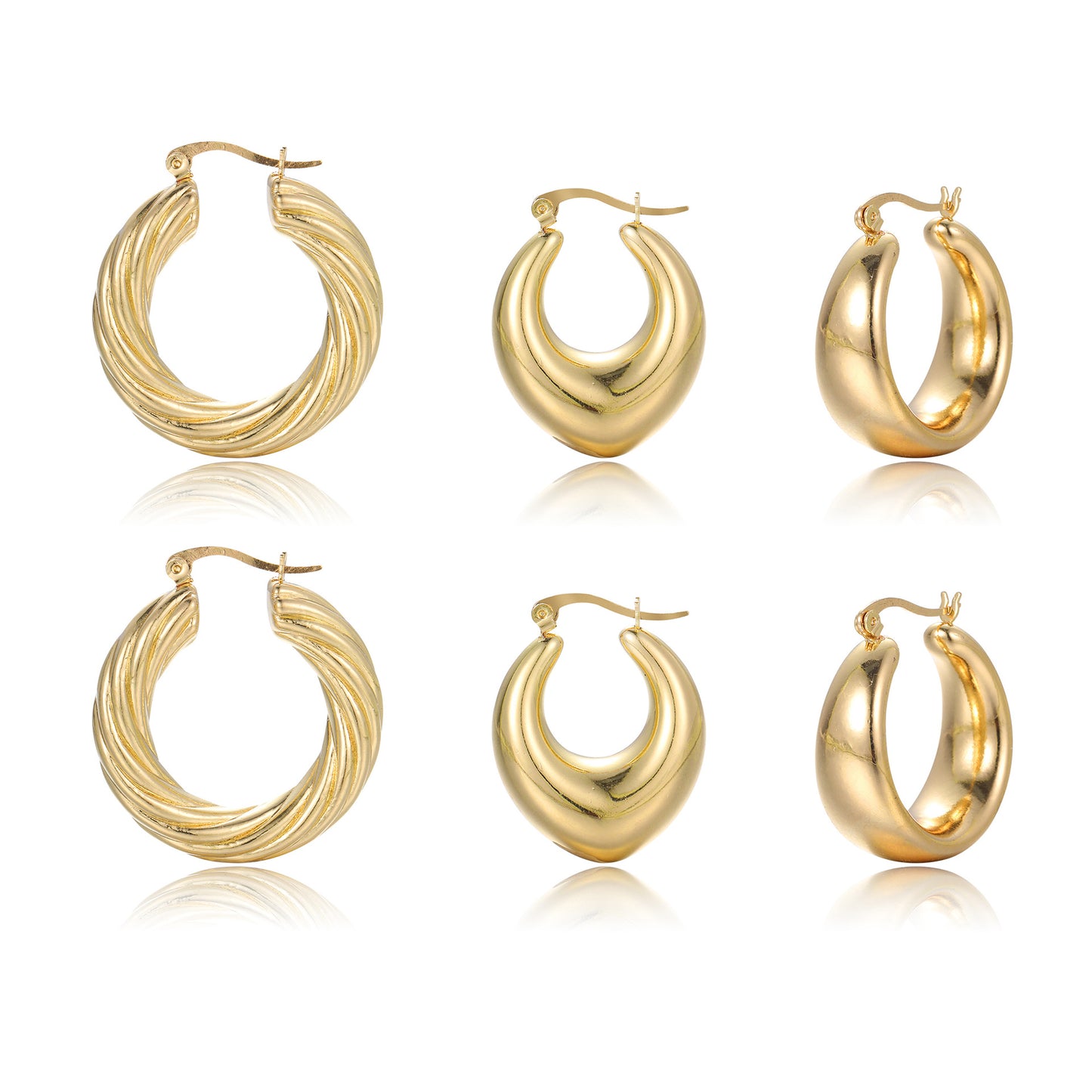 1 Set Retro Solid Color Plating Copper Gold Plated Earrings