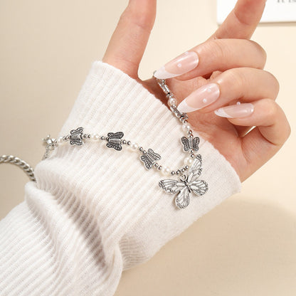 Simple Style Butterfly Alloy Zinc Alloy Inlay Rhinestones Women's Necklace