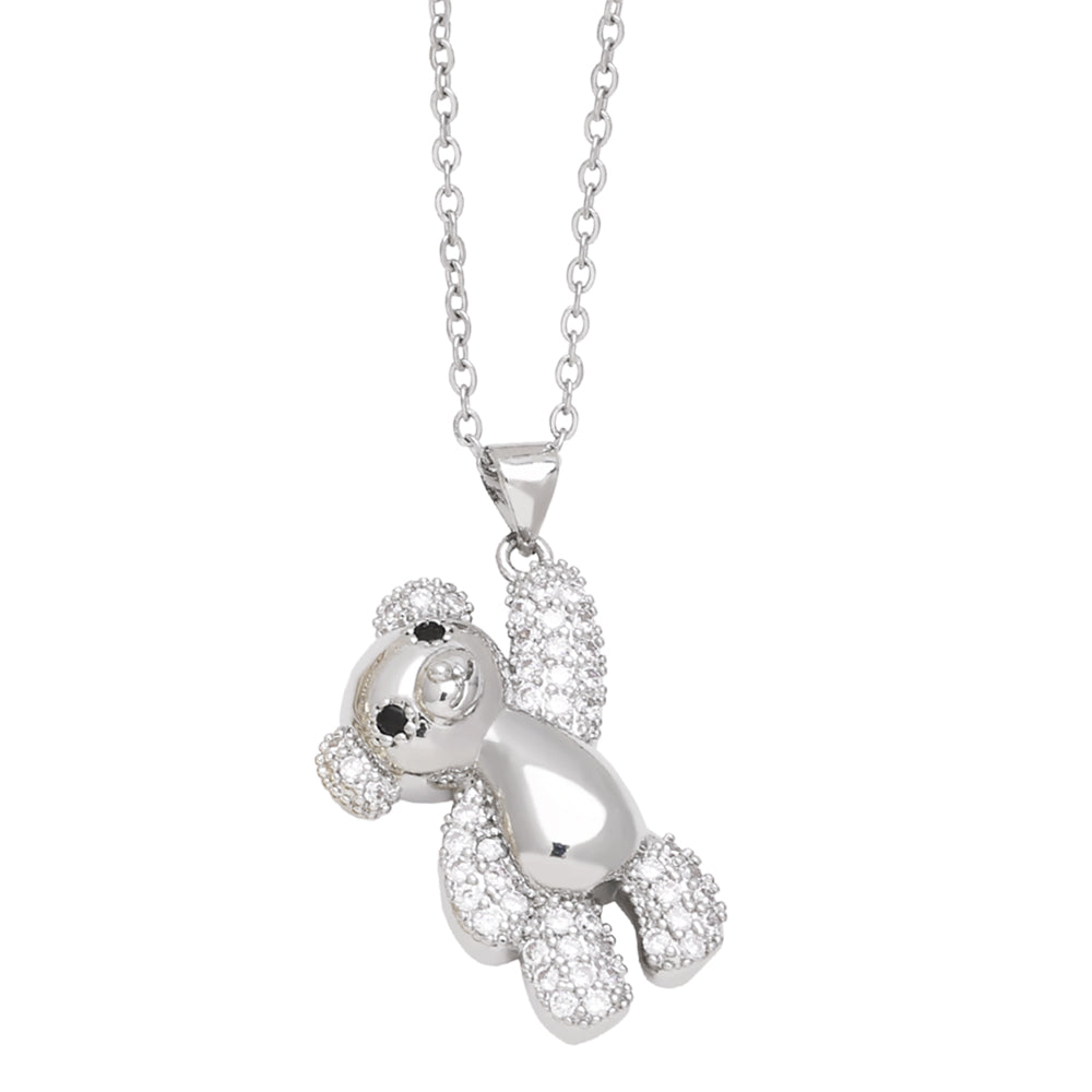 Cute Fashion Simple Style Little Bear Copper 18k Gold Plated Zircon Pendant Necklace In Bulk