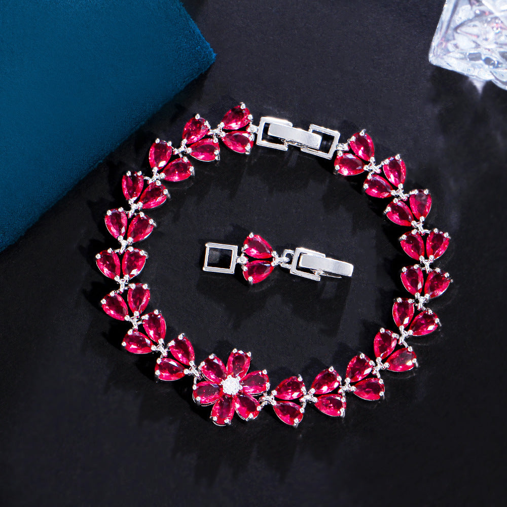 Simple Style Flower Wreath Copper Plating Inlay Zircon White Gold Plated Bracelets