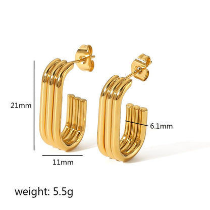 1 Pair Simple Style U Shape Plating Stainless Steel 18k Gold Plated Ear Studs