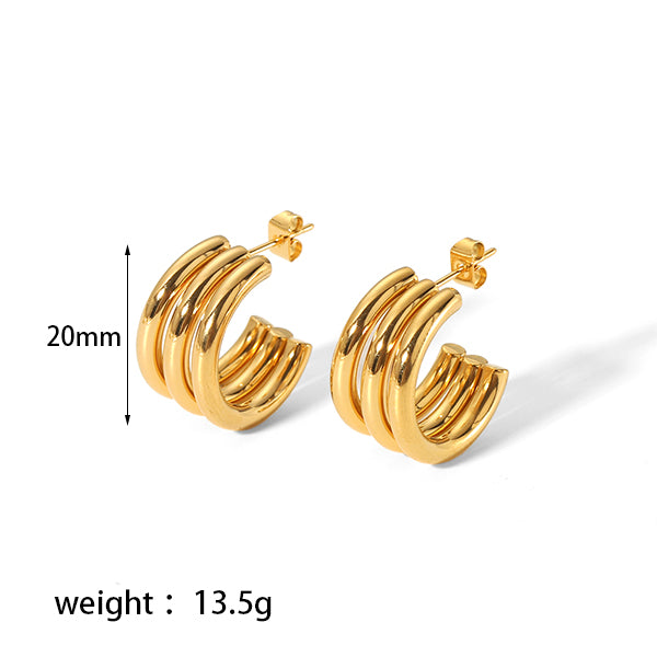 1 Pair Simple Style U Shape Plating Stainless Steel 18k Gold Plated Ear Studs