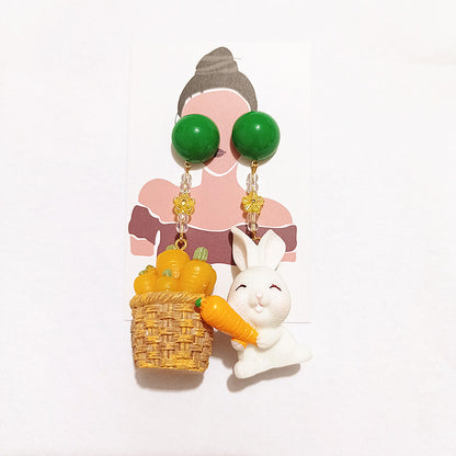 1 Pair Cute Cartoon Character Printing Plastic Resin Drop Earrings