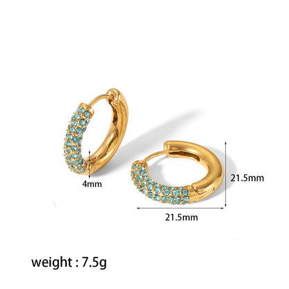 1 Pair Simple Style U Shape Plating Inlay Stainless Steel Zircon 18k Gold Plated Ear Studs