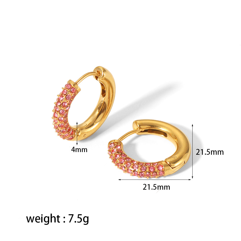 1 Pair Simple Style U Shape Plating Inlay Stainless Steel Zircon 18k Gold Plated Ear Studs