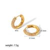 1 Pair Simple Style U Shape Plating Inlay Stainless Steel Zircon 18k Gold Plated Ear Studs