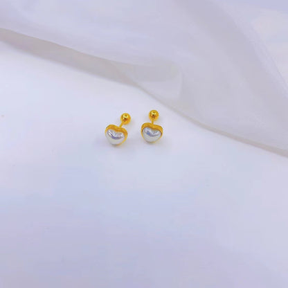 1 Pair Simple Style Heart Shape Plating Titanium Steel Ear Studs