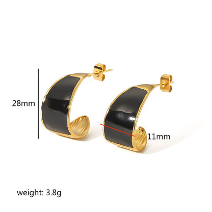 1 Pair Commute C Shape Polishing Plating Stainless Steel 18k Gold Plated Ear Studs