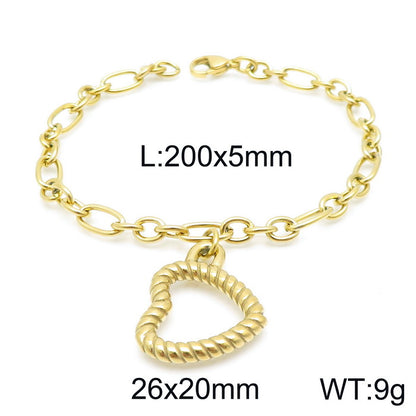 Simple Style Heart Shape Stainless Steel Plating 18k Gold Plated Bracelets