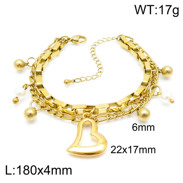 Simple Style Heart Shape Stainless Steel Plating 18k Gold Plated Bracelets