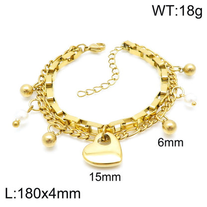 Simple Style Heart Shape Stainless Steel Plating 18k Gold Plated Bracelets