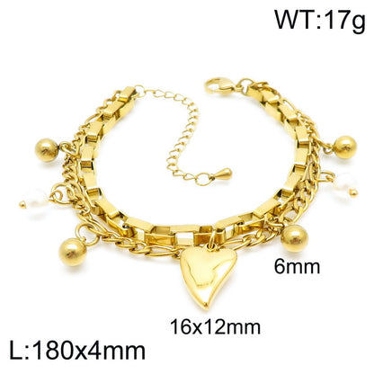 Simple Style Heart Shape Stainless Steel Plating 18k Gold Plated Bracelets