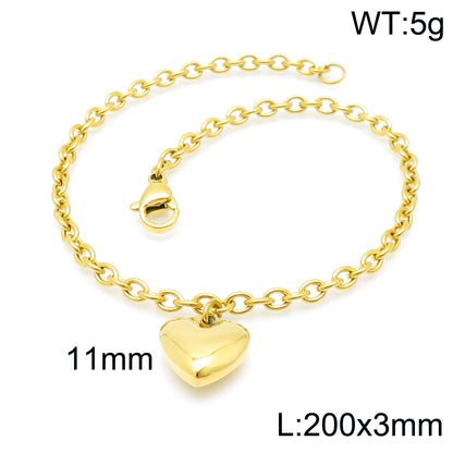 Simple Style Heart Shape Stainless Steel Plating 18k Gold Plated Bracelets