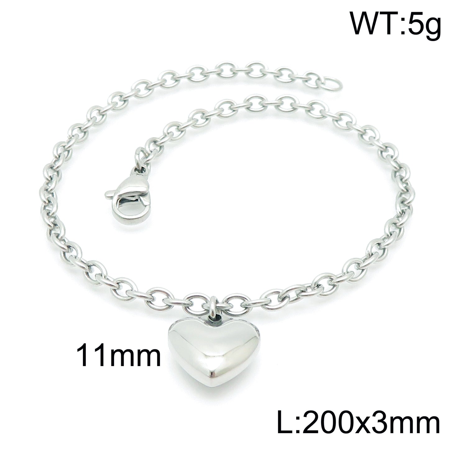 Simple Style Heart Shape Stainless Steel Plating 18k Gold Plated Bracelets