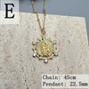 Retro Round Copper Inlay Zircon Pendant Necklace