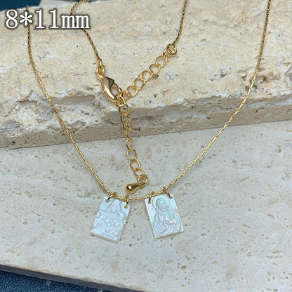 Simple Style Square Stainless Steel Plating Gold Plated Scapular Necklace Pendant Necklace