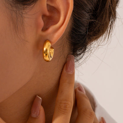 1 Pair Ig Style Casual C Shape Plating Stainless Steel 18k Gold Plated Ear Studs