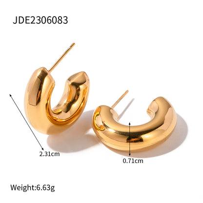 1 Pair Ig Style Casual C Shape Plating Stainless Steel 18k Gold Plated Ear Studs