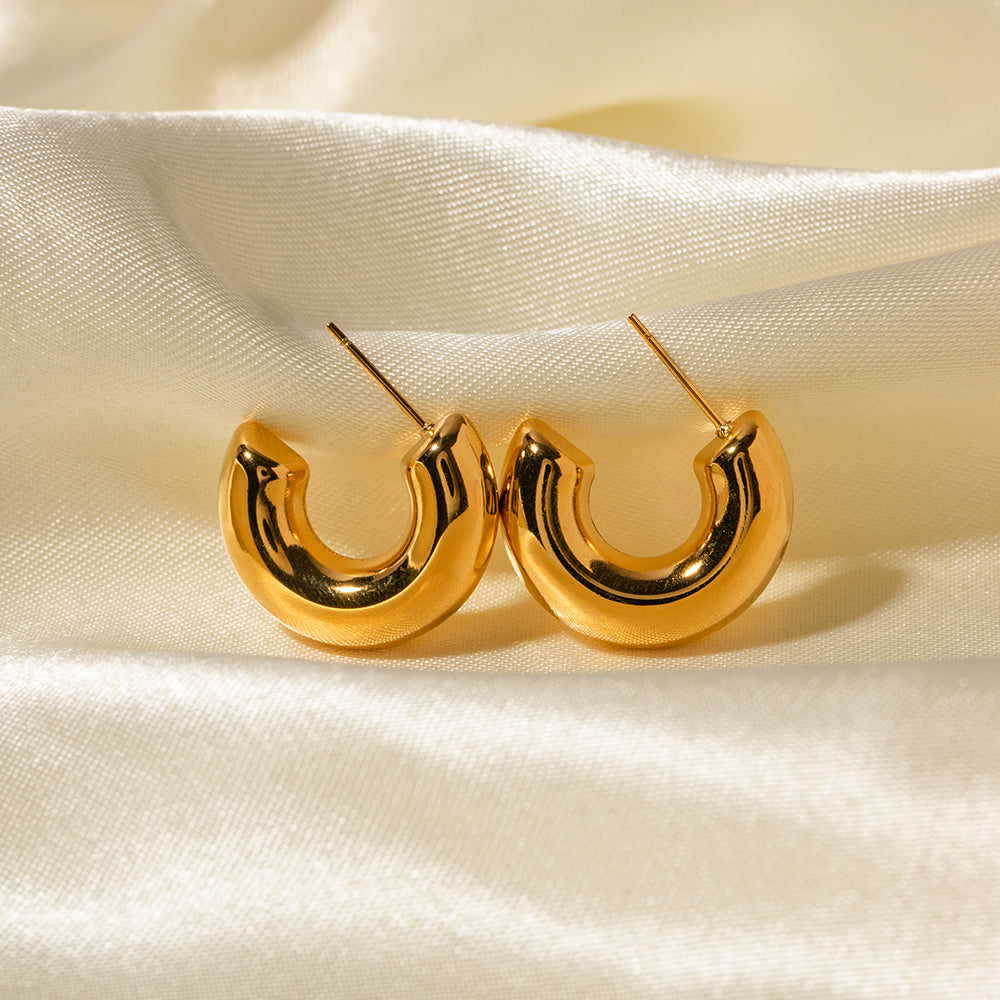 1 Pair Ig Style Casual C Shape Plating Stainless Steel 18k Gold Plated Ear Studs