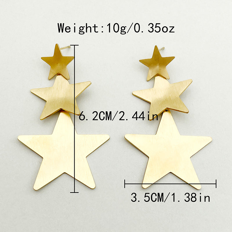 1 Pair Simple Style Commute Pentagram Plating Stainless Steel Gold Plated Drop Earrings