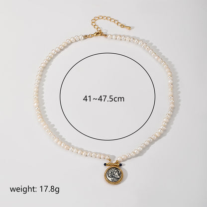 Vintage Style Simple Style Portrait Freshwater Pearl Plating 18k Gold Plated Women's Necklace