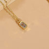 Elegant Classic Style Square Copper Plating Inlay Zircon 14k Gold Plated Pendant Necklace