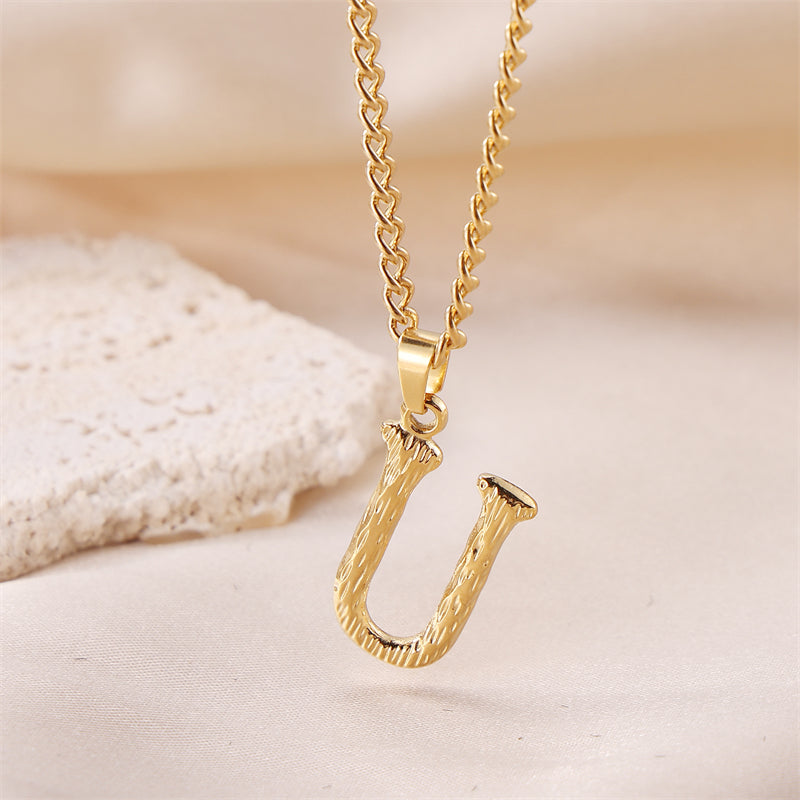 Sweet Simple Style Artistic Letter Stainless Steel Plating 18k Gold Plated Pendant Necklace