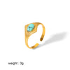 Retro Circle Stainless Steel Polishing Plating Inlay Turquoise 18k Gold Plated Rings