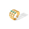 Retro Circle Stainless Steel Polishing Plating Inlay Turquoise 18k Gold Plated Rings