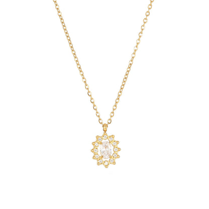 Simple Style Sun Stainless Steel White Gold Plated Gold Plated Zircon Pendant Necklace In Bulk