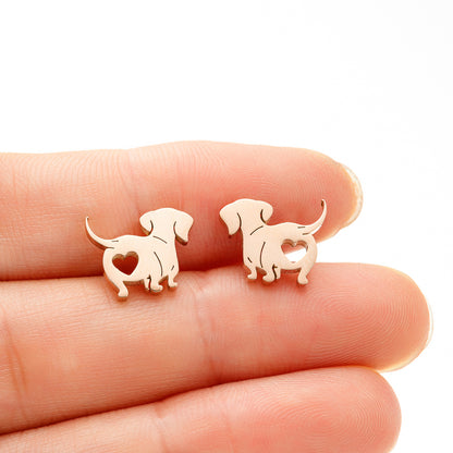 1 Pair Simple Style Dog Plating Stainless Steel 18k Gold Plated Ear Studs