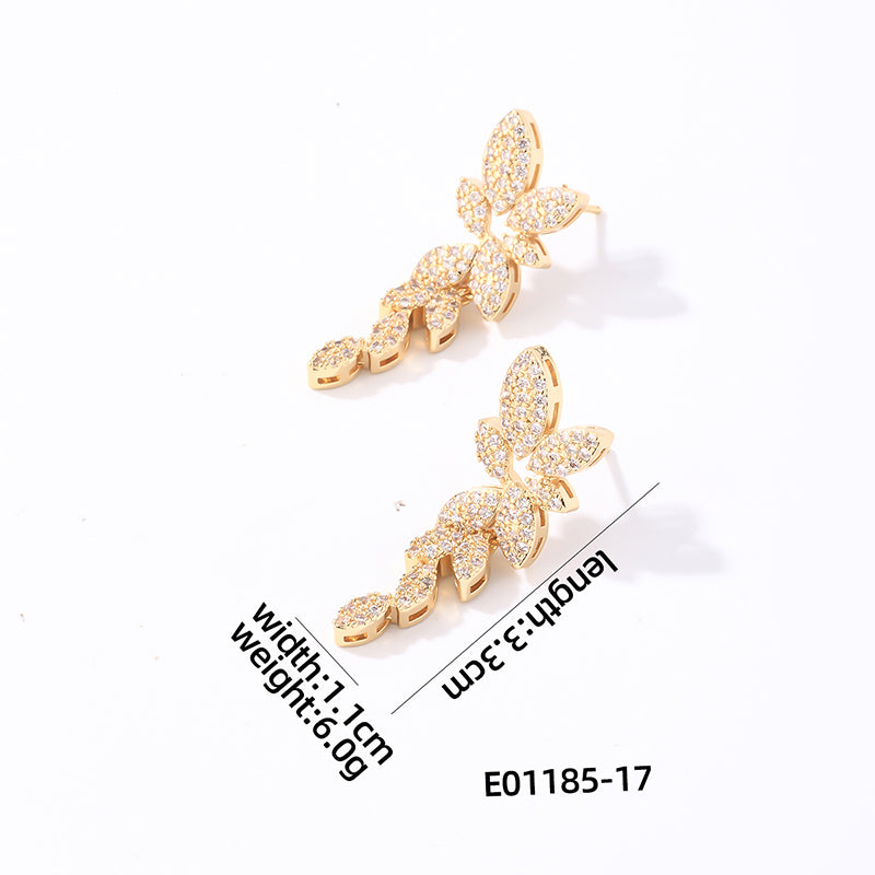 1 Pair Elegant Shiny Flower Plating Inlay Copper Zircon White Gold Plated Gold Plated Ear Studs