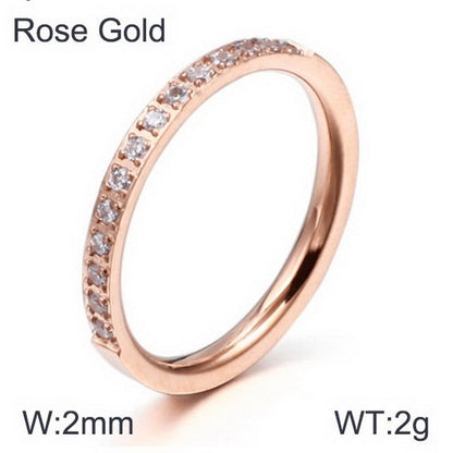 Wholesale Jewelry Simple Style Solid Color Titanium Steel Rhinestones 18K Gold Plated Inlay Rings