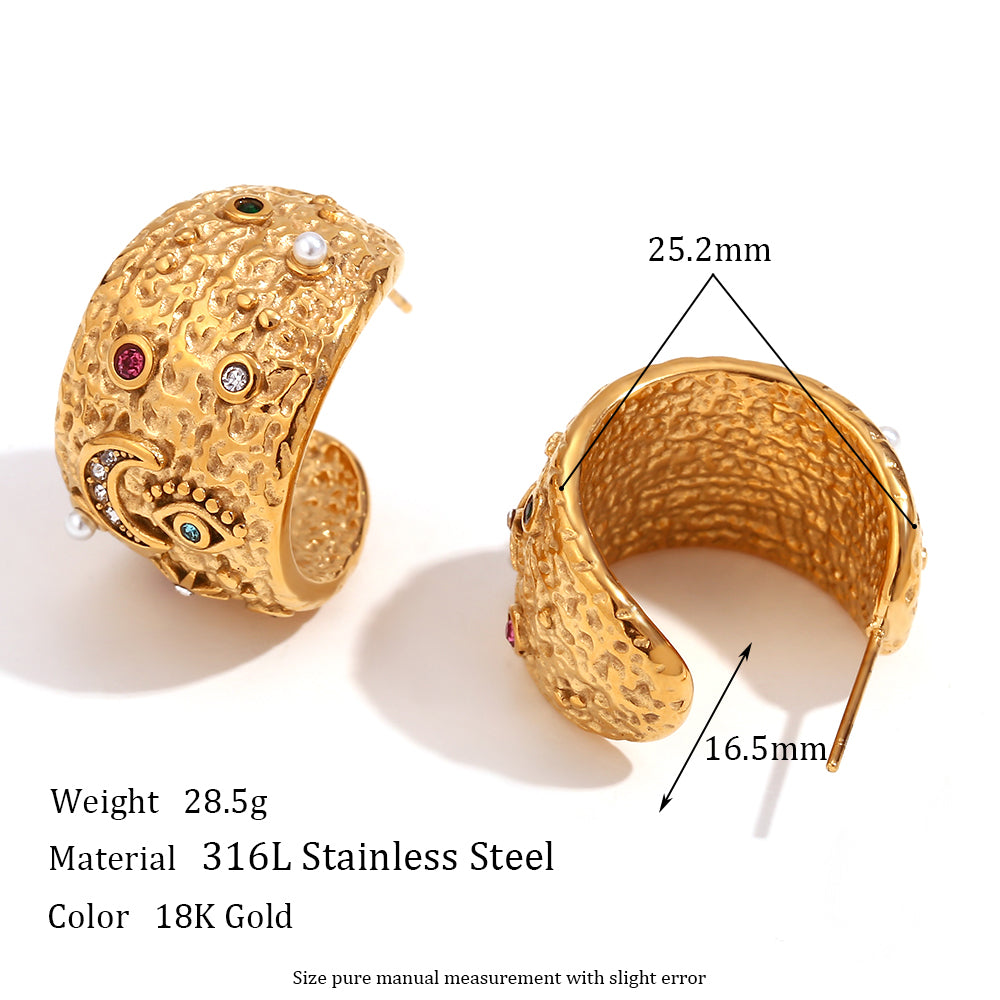 1 Pair Simple Style Classic Style Solid Color Plating Stainless Steel Rhinestones 18k Gold Plated Ear Studs