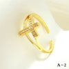 Simple Style Cross Heart Shape Fish Tail Copper Plating Inlay Zircon 18k Gold Plated Open Rings