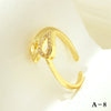 Simple Style Cross Heart Shape Fish Tail Copper Plating Inlay Zircon 18k Gold Plated Open Rings