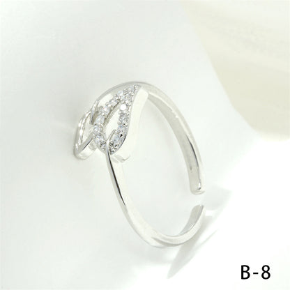 Simple Style Cross Heart Shape Fish Tail Copper Plating Inlay Zircon 18k Gold Plated Open Rings